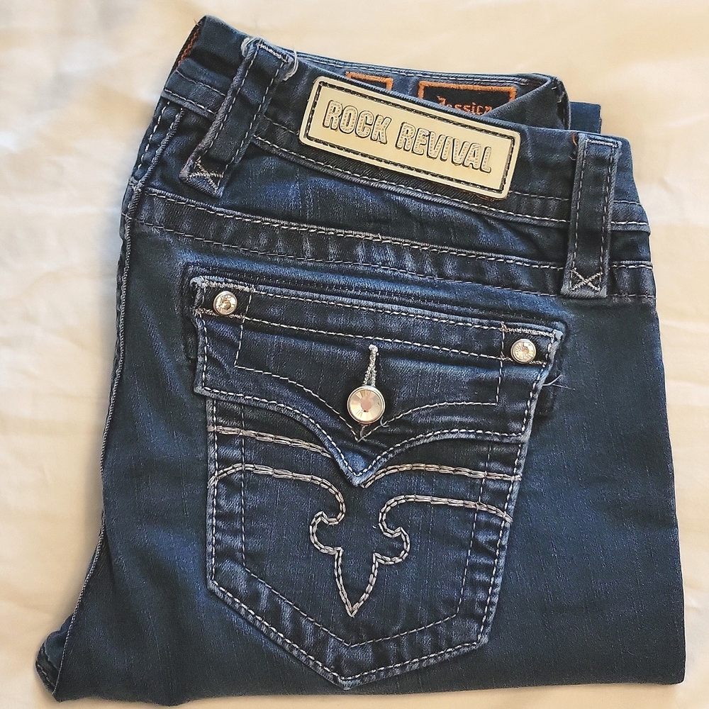 Rock Revival "Jessica" Curvy Mid-Rise Dark Wash Jeans